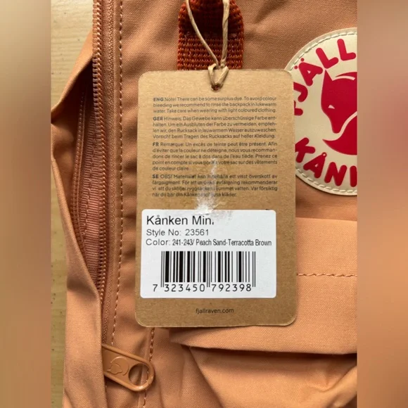 Fjällräven Kånken Mini Backpack Peach Sand Terracotta Brown NWT - Picture 7 of 7